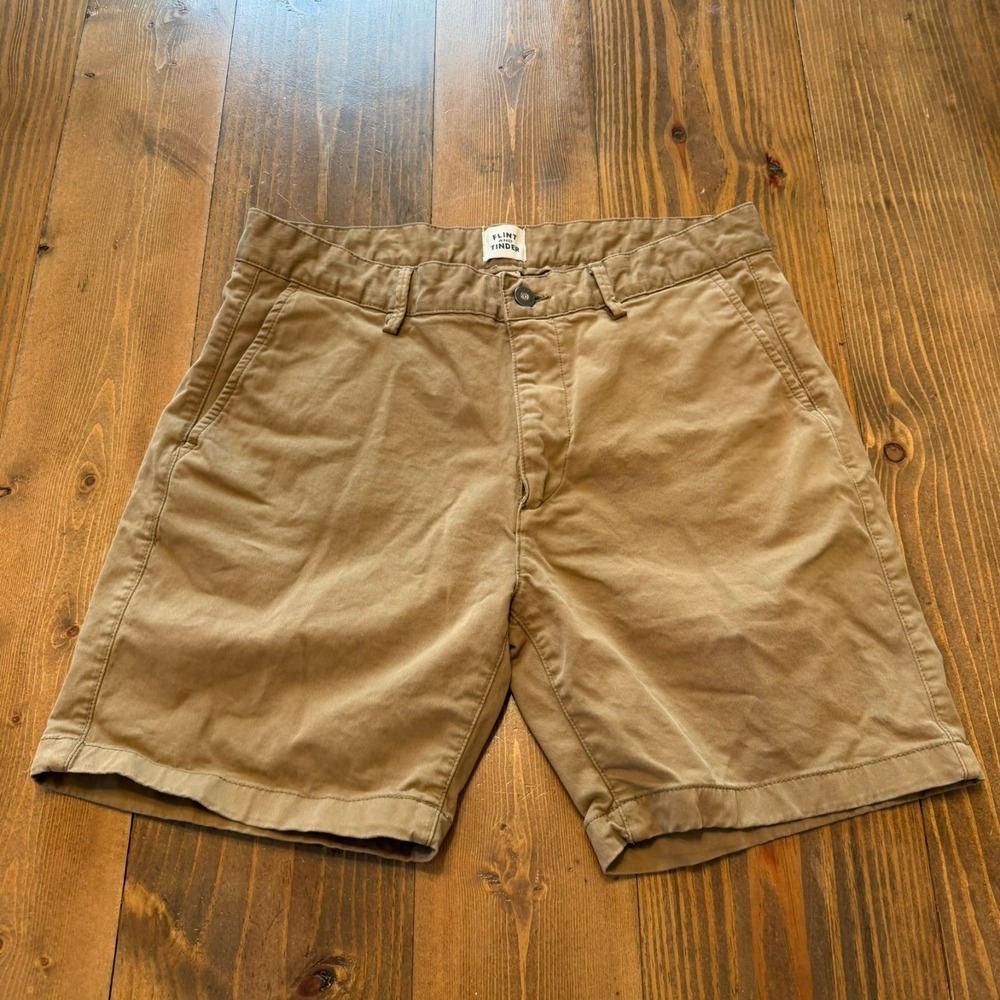 Flint And Tinder Shorts Mens 31 Brown 6.5" Chino Casual Summer Wear Golf